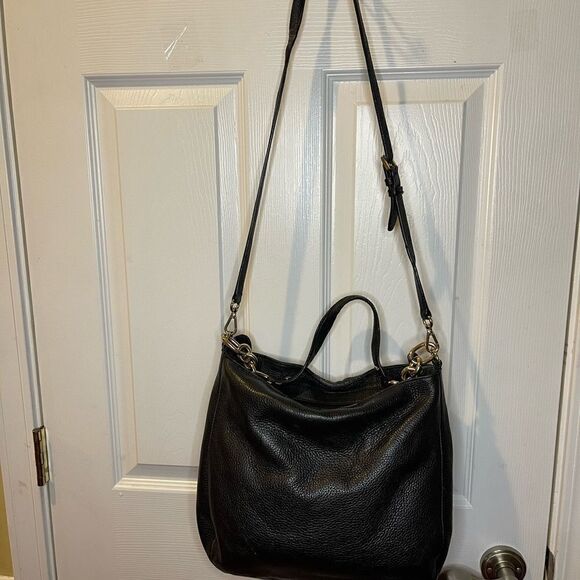 Michael Kors Black Pebbled Leather Zipper Pockets Chain Strap Hobo Shoulder Bag - Picture 3 of 14